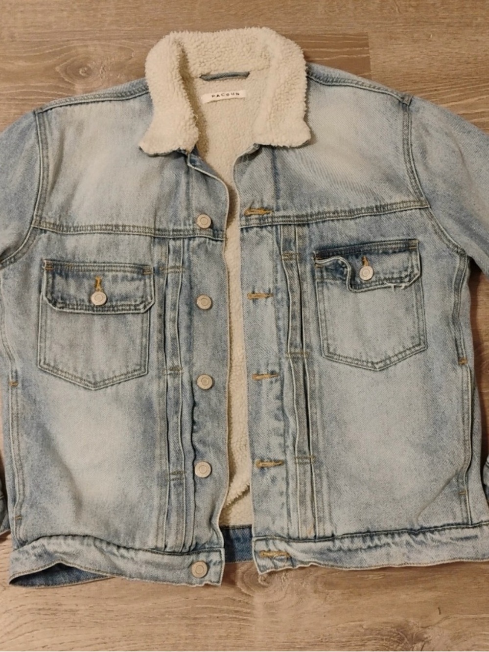 Light Wash Sherpa-Lined Denim Jacket